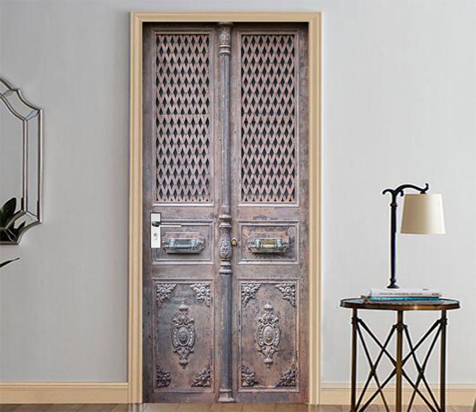 3D Rusty Metal Gate 21 Door Mural Wallpaper AJ Wallpaper 