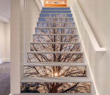 3D Silver Tree Bright Sun 28 Stair Risers Wallpaper AJ Wallpaper 