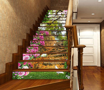 3D Stairway Flowers Birds 1600 Stair Risers Wallpaper AJ Wallpaper 
