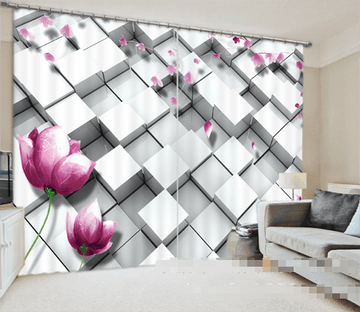 3D Cubes And Flowers 954 Curtains Drapes Wallpaper AJ Wallpaper 