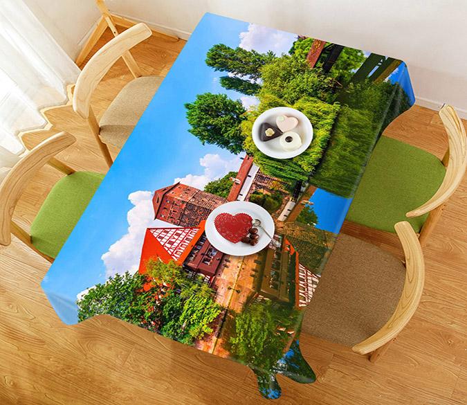 3D Lakeside Houses 702 Tablecloths Wallpaper AJ Wallpaper 