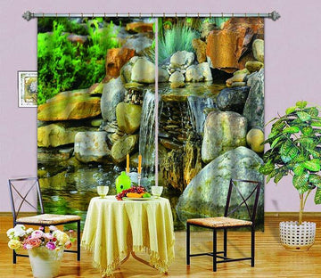 3D Stones Flowing Water 750 Curtains Drapes Wallpaper AJ Wallpaper 