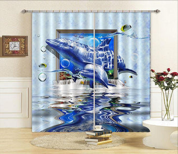 3D Dolphins 708 Curtains Drapes Wallpaper AJ Wallpaper 