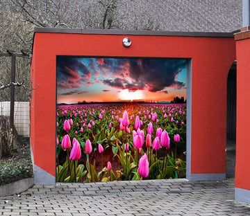 3D Flowers Field Sunset 50 Garage Door Mural Wallpaper AJ Wallpaper 