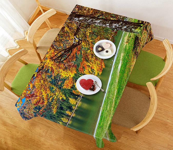 3D Lakeside Colorful Trees 703 Tablecloths Wallpaper AJ Wallpaper 