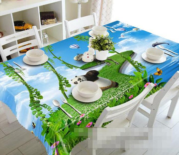 3D Panda And Dinosaur 1317 Tablecloths Wallpaper AJ Wallpaper 