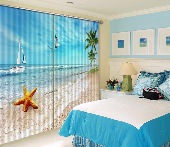 3D Beach Scenery 512 Curtains Drapes Wallpaper AJ Wallpaper 