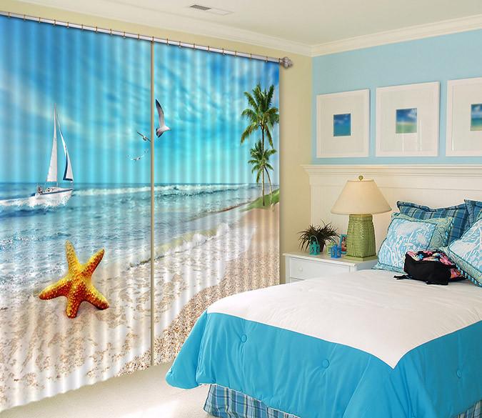 3D Beach Scenery 512 Curtains Drapes Wallpaper AJ Wallpaper 