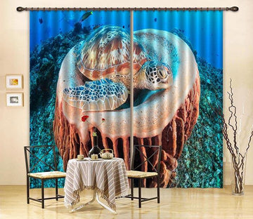 3D Seabed Resting Turtle 129 Curtains Drapes Wallpaper AJ Wallpaper 