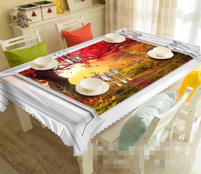 3D Red Tree 1207 Tablecloths Wallpaper AJ Wallpaper 