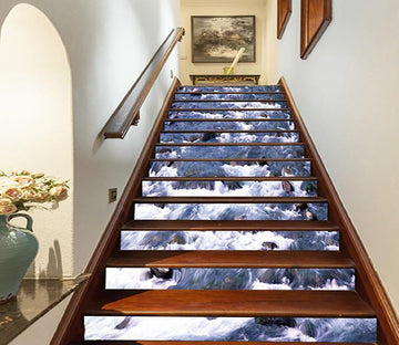 3D River Stones 1127 Stair Risers Wallpaper AJ Wallpaper 