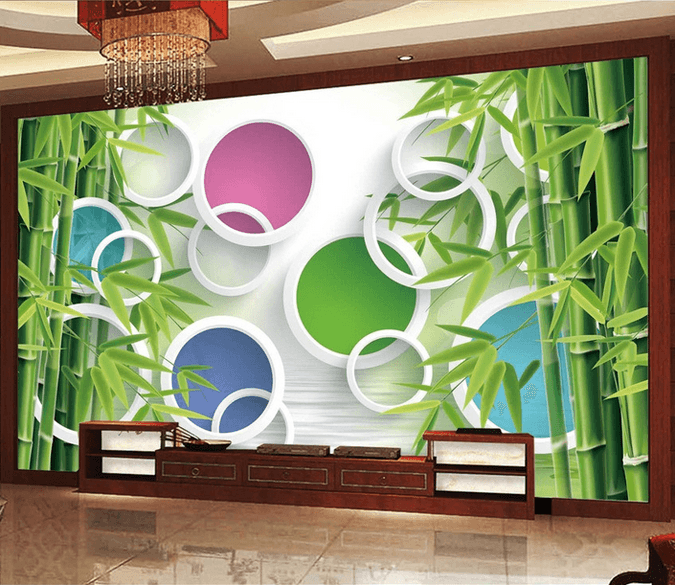 Bamboos And Colored Circles Wallpaper AJ Wallpaper 