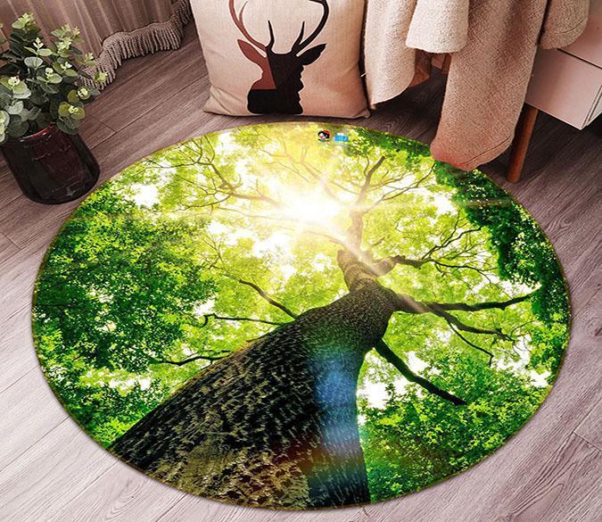3D Treetop Sunshine 128 Round Non Slip Rug Mat Mat AJ Creativity Home 