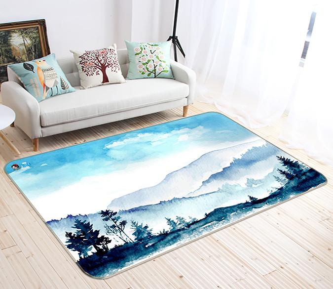 3D Watercolor Mountains 167 Non Slip Rug Mat Mat AJ Creativity Home 