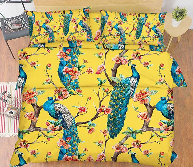 3D Flowers Trees Peacocks 46 Bed Pillowcases Quilt Wallpaper AJ Wallpaper 