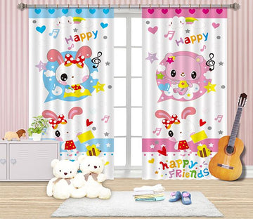 3D Cartoon Bear And Rabbit 2457 Curtains Drapes Wallpaper AJ Wallpaper 