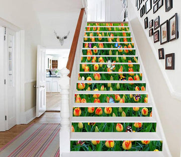 3D Flowers Field Butterflies 564 Stair Risers Wallpaper AJ Wallpaper 