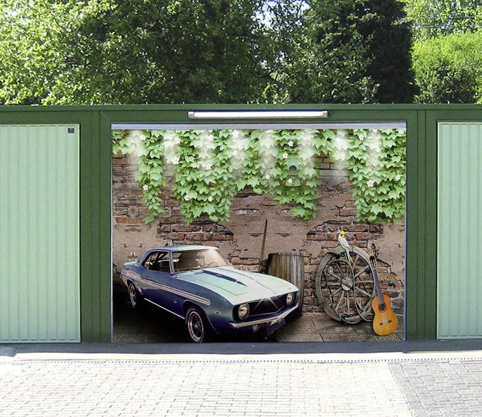 3D Flowers Vines Car 362 Garage Door Mural Wallpaper AJ Wallpaper 