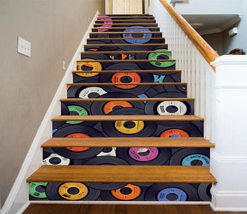 3D Old Discs 1199 Stair Risers Wallpaper AJ Wallpaper 