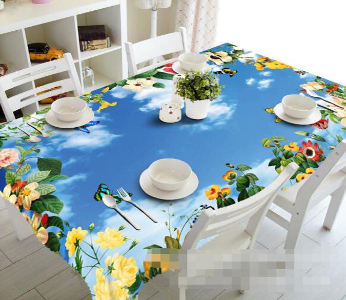 3D Blue Sky Flowers 928 Tablecloths Wallpaper AJ Wallpaper 