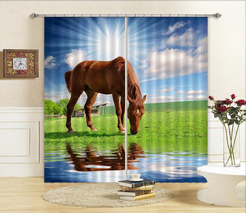 3D Grassland Horse 53 Curtains Drapes Wallpaper AJ Wallpaper 