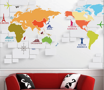 Colorful World Map Wallpaper AJ Wallpaper 