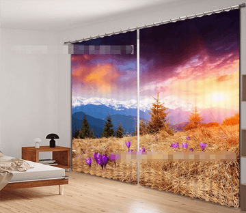 3D Snow Mountain Weeds Flowers 2149 Curtains Drapes Wallpaper AJ Wallpaper 