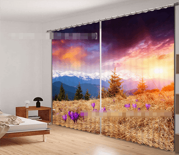 3D Snow Mountain Weeds Flowers 2149 Curtains Drapes Wallpaper AJ Wallpaper 