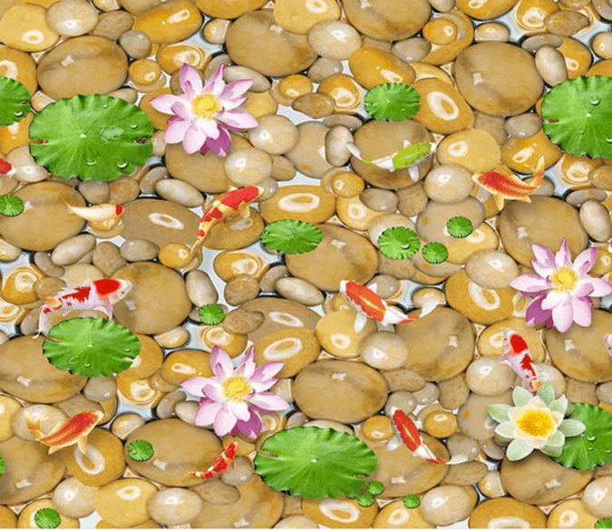 3D Pond Pebbles Floor Mural Wallpaper AJ Wallpaper 2 