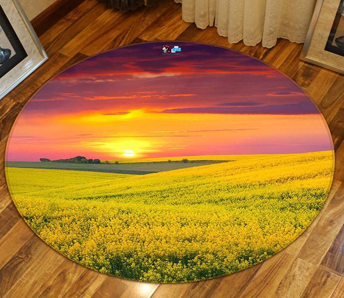 3D Flowers Field Sunset 126 Round Non Slip Rug Mat Mat AJ Creativity Home 