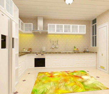 3D Shiny Leaves Pattern Kitchen Mat Floor Mural Wallpaper AJ Wallpaper 