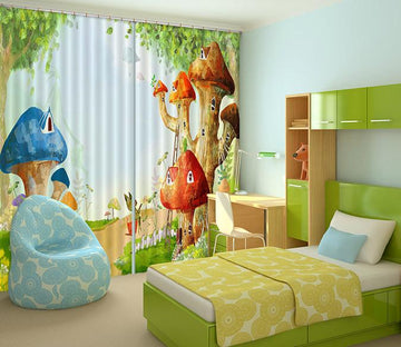 3D Mushroom Houses 69 Curtains Drapes Wallpaper AJ Wallpaper 