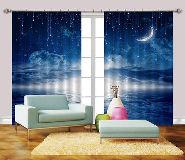 3D Blue Stars Sky 2225 Curtains Drapes Wallpaper AJ Wallpaper 