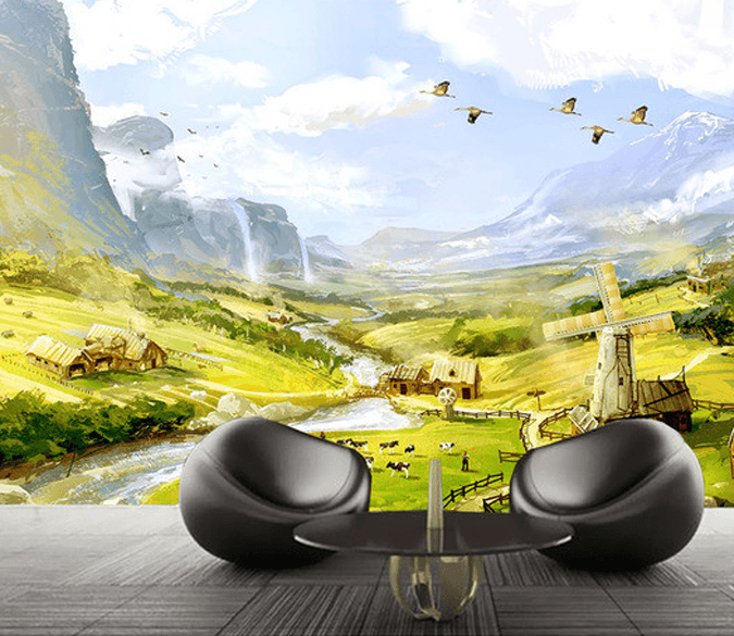 3D Country Windmill 126 Wallpaper AJ Wallpaper 