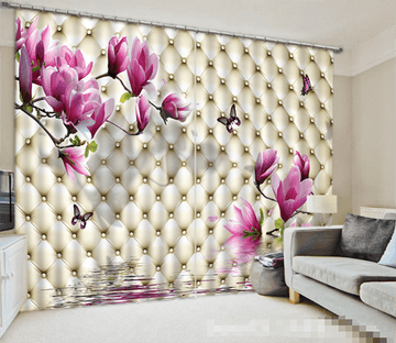 3D Flowers And Oblique Grid 1070 Curtains Drapes Wallpaper AJ Wallpaper 