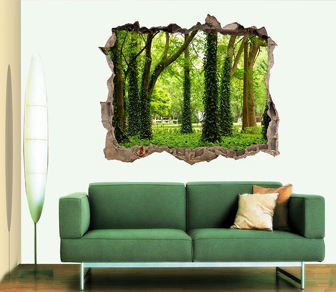 3D Trees Green Rattan 127 Broken Wall Murals Wallpaper AJ Wallpaper 