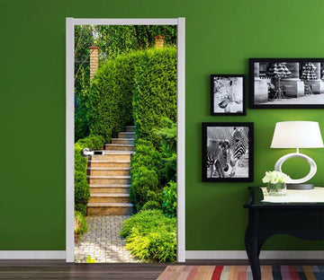 3D Stairs Green Plants 90 Door Mural Wallpaper AJ Wallpaper 