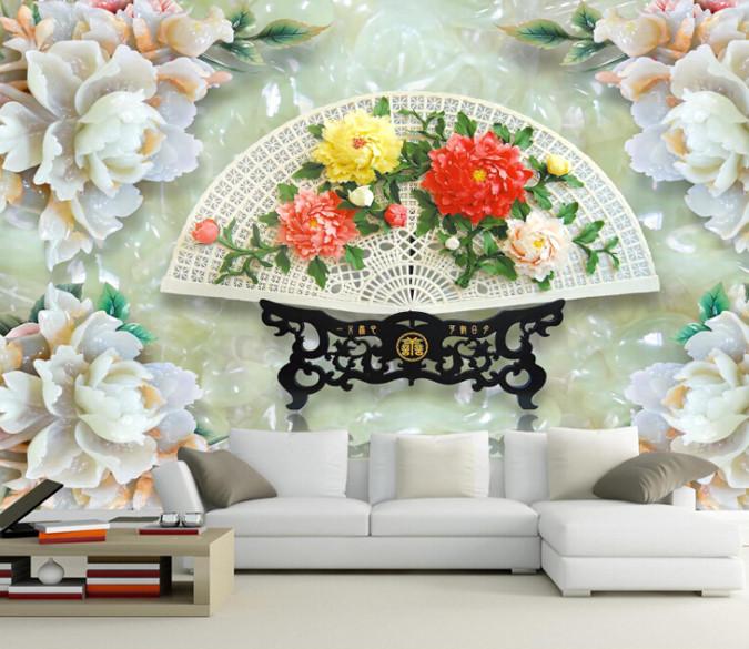 3D Stereoscopic Fan Flower Wallpaper AJ Wallpaper 1 