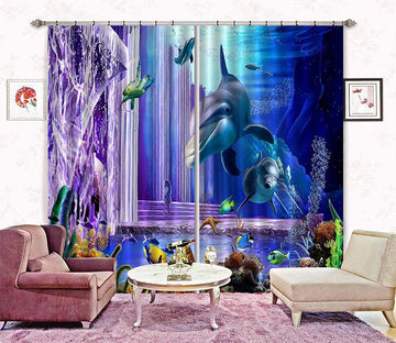 3D Ocean Corridor 202 Curtains Drapes Wallpaper AJ Wallpaper 