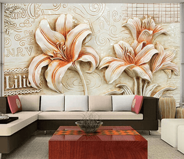 Anaglyph Lilies Wallpaper AJ Wallpaper 