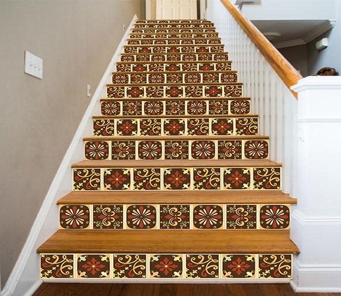 3D Metal Pattern 1652 Stair Risers Wallpaper AJ Wallpaper 