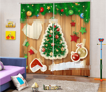 3D Christmas Tree Pattern 1395 Curtains Drapes Wallpaper AJ Wallpaper 