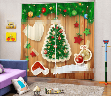 3D Christmas Tree Pattern 1395 Curtains Drapes Wallpaper AJ Wallpaper 