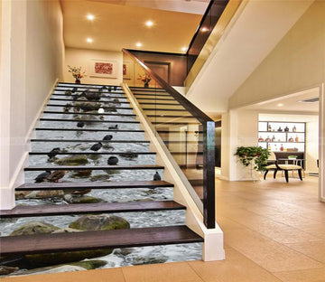3D River Stones And Birds 397 Stair Risers Wallpaper AJ Wallpaper 