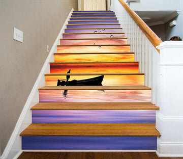 3D Sea Sunset Sailing Boat 1462 Stair Risers Wallpaper AJ Wallpaper 