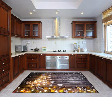 3D Wood Christmas Tree Kitchen Mat Floor Mural Wallpaper AJ Wallpaper 
