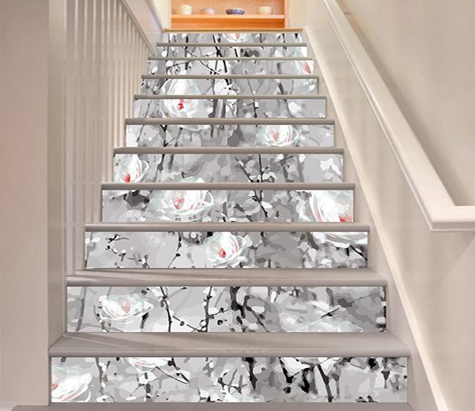 3D Elegant Flowers Painting 704 Stair Risers Wallpaper AJ Wallpaper 