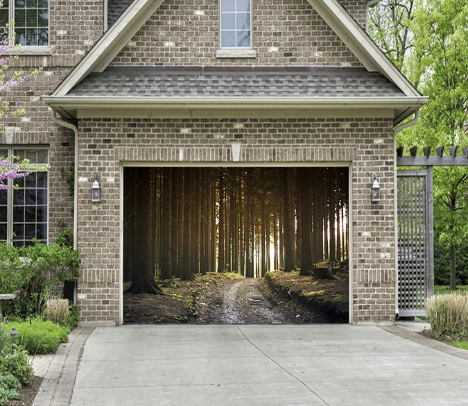 3D Forest Straight Trees 155 Garage Door Mural Wallpaper AJ Wallpaper 