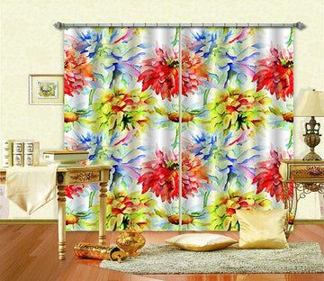 3D Watercolor Flowers 612 Curtains Drapes Wallpaper AJ Wallpaper 