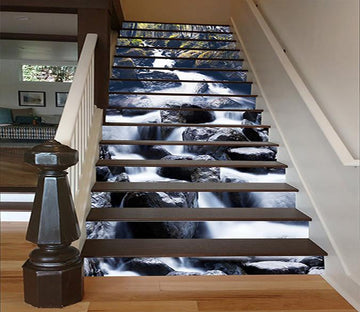 3D Forest Creek Rocks 1492 Stair Risers Wallpaper AJ Wallpaper 